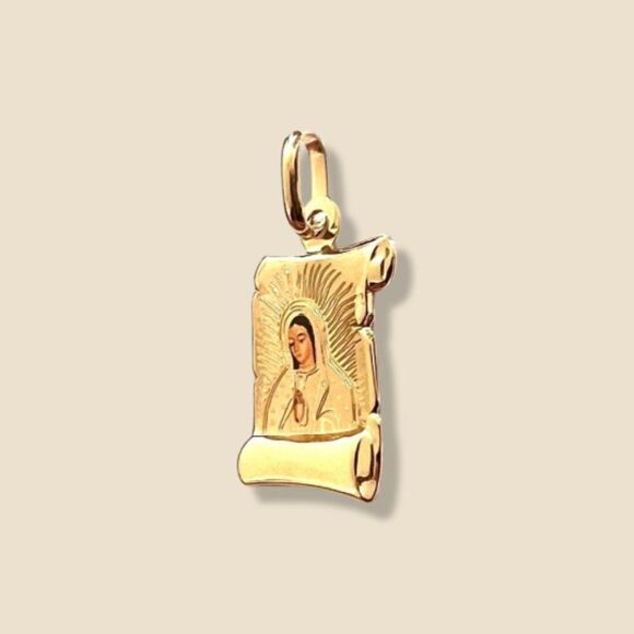 14K Solid Gold Guadalupe Virgin Mary Pendant | A Symbol of Faith and Grace | - Picture 5 of 8